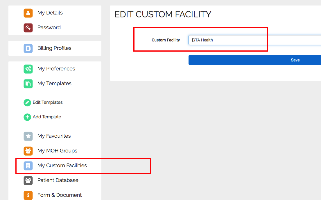 Create a custom facility