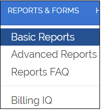 Basic reports menu option